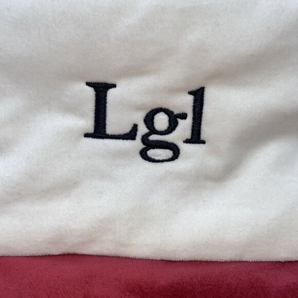 Pottery Barn Velvet Christmas Stocking Holiday Monogrammed Lg1 Red Cream 19 inch - Picture 2 of 10